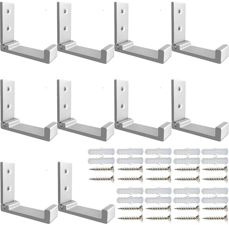 ZEYU Folding Coat Hooks, 10Pcs Wall Hooks for Hanging Coat Towel Hooks Hardware Heavy Duty Aluminum Alloy Headphone Holder Hooks No Rust Wall Mounted with Screws for Bags Fitness Equipment (10Pcs-Silvery) - Image 1